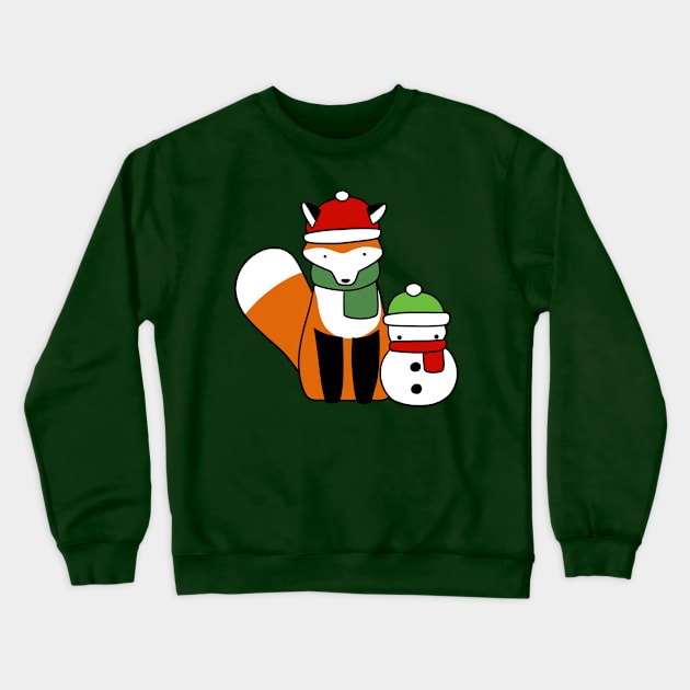 Fox and Snowman Crewneck Sweatshirt by saradaboru